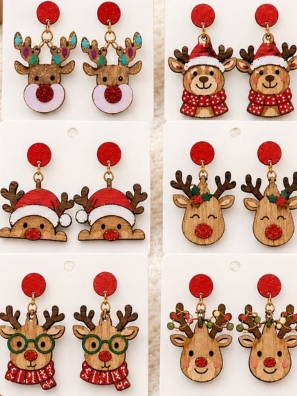Festive Red Reindeer Earrings - 6 styles Holiday Jewelry NEW